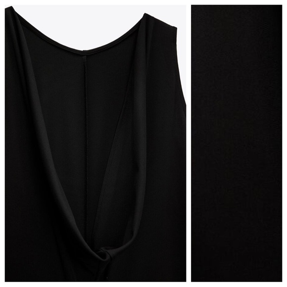 NWT. Zara Black Rolled Midi Dress with Back Deep Neck. Size XS-S. - Picture 6 of 10